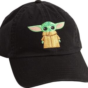 Bioworld Star Wars Mandalorian Black Cap with Baby Yoda Embroidery EUC